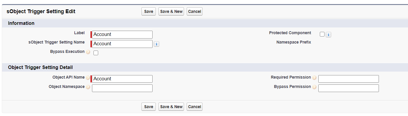 SObject Trigger Setting