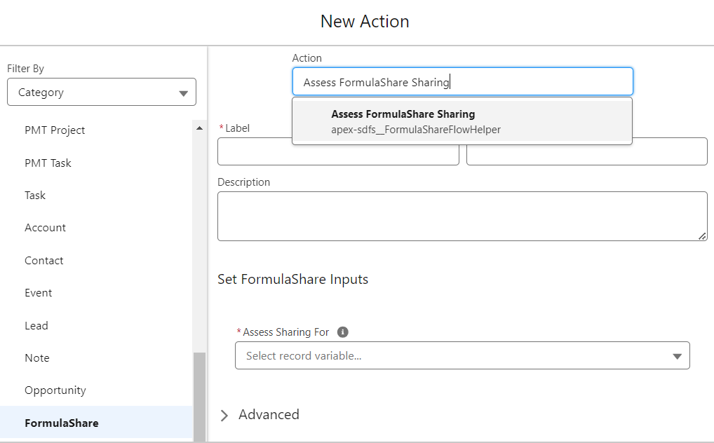 Screenshot of Apex Action component