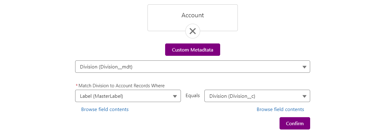 Screenshot sowing selecting the matching fields