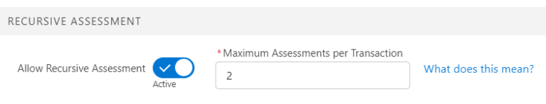 Screenshot of allow recursive assessment option